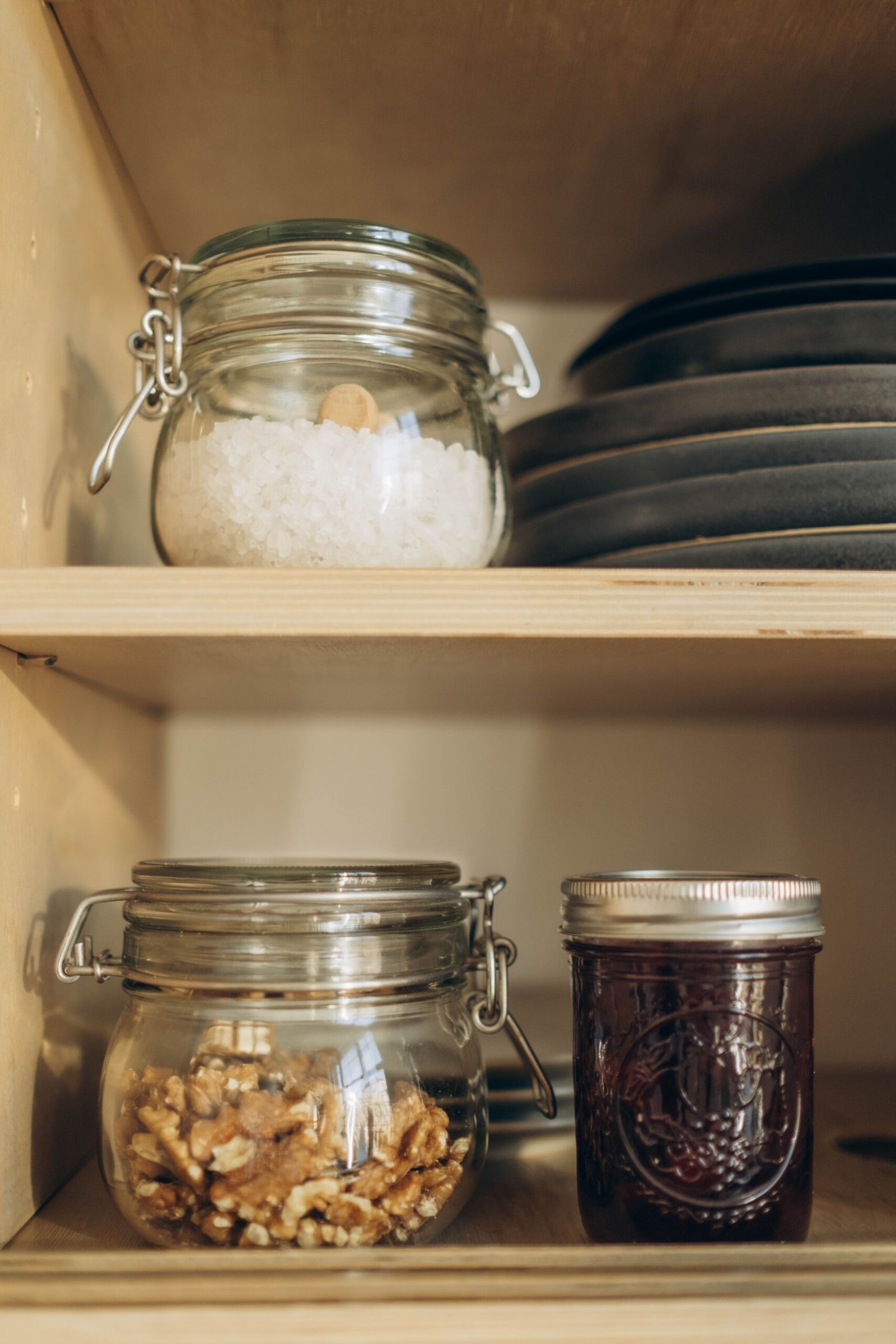 Glass pantry jars and food containers
