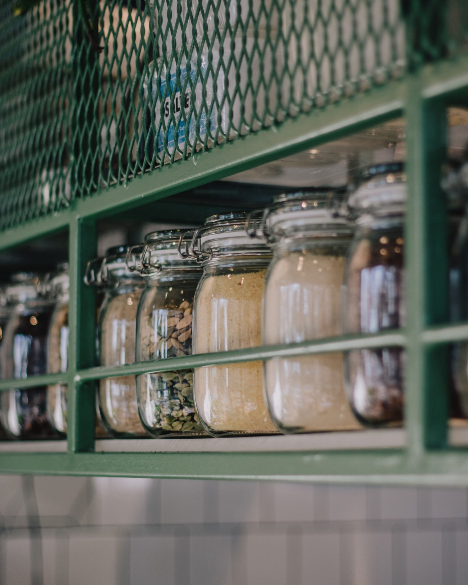 Pantry dry foods arranged in rows
