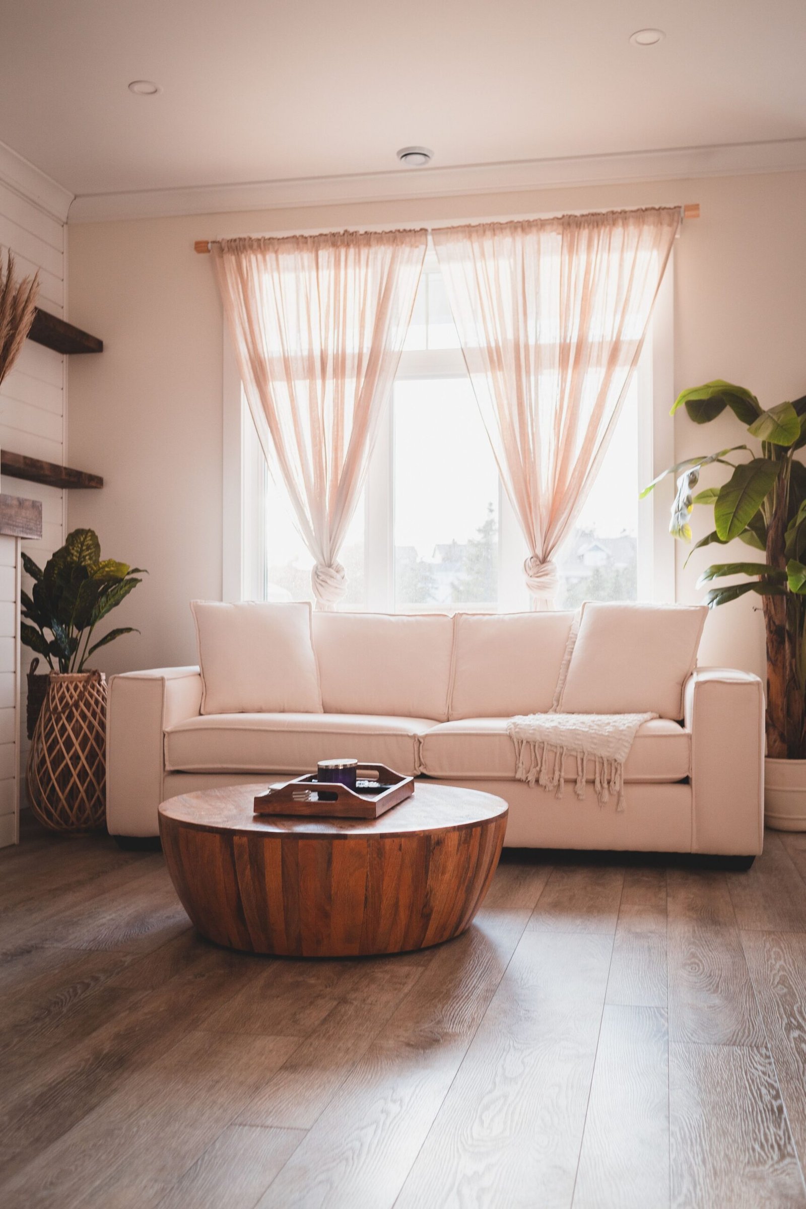 Natural materials in living room