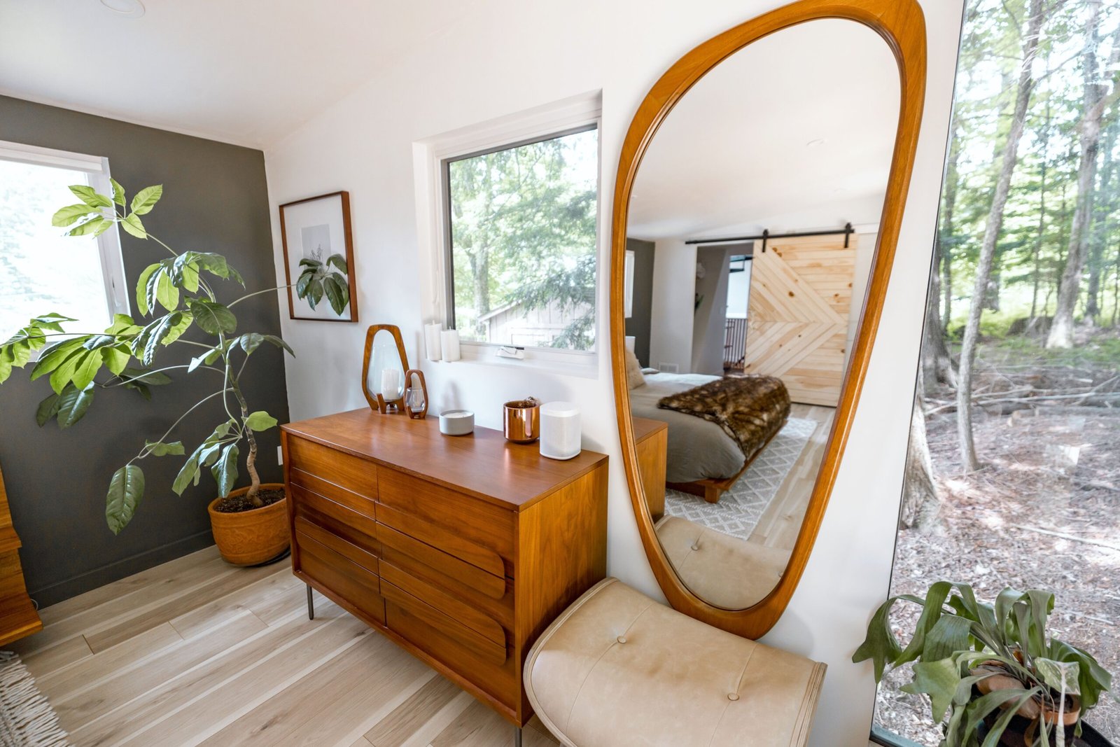 Mirror above bedroom dresser